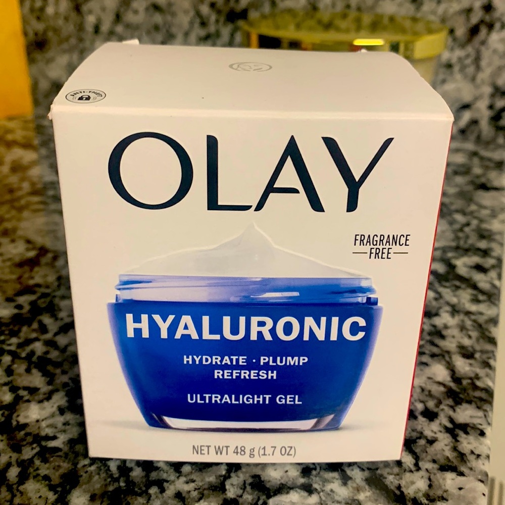 Olay Hyaluronic acid ultralight gel. Fragrance free. Use morning and night